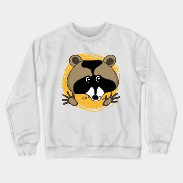 Drawing funny cartoon raccoon Crewneck Sweatshirt by kdegtiareva